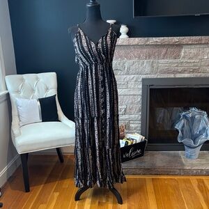 Angie Black and Cream Striped Maxi Dress